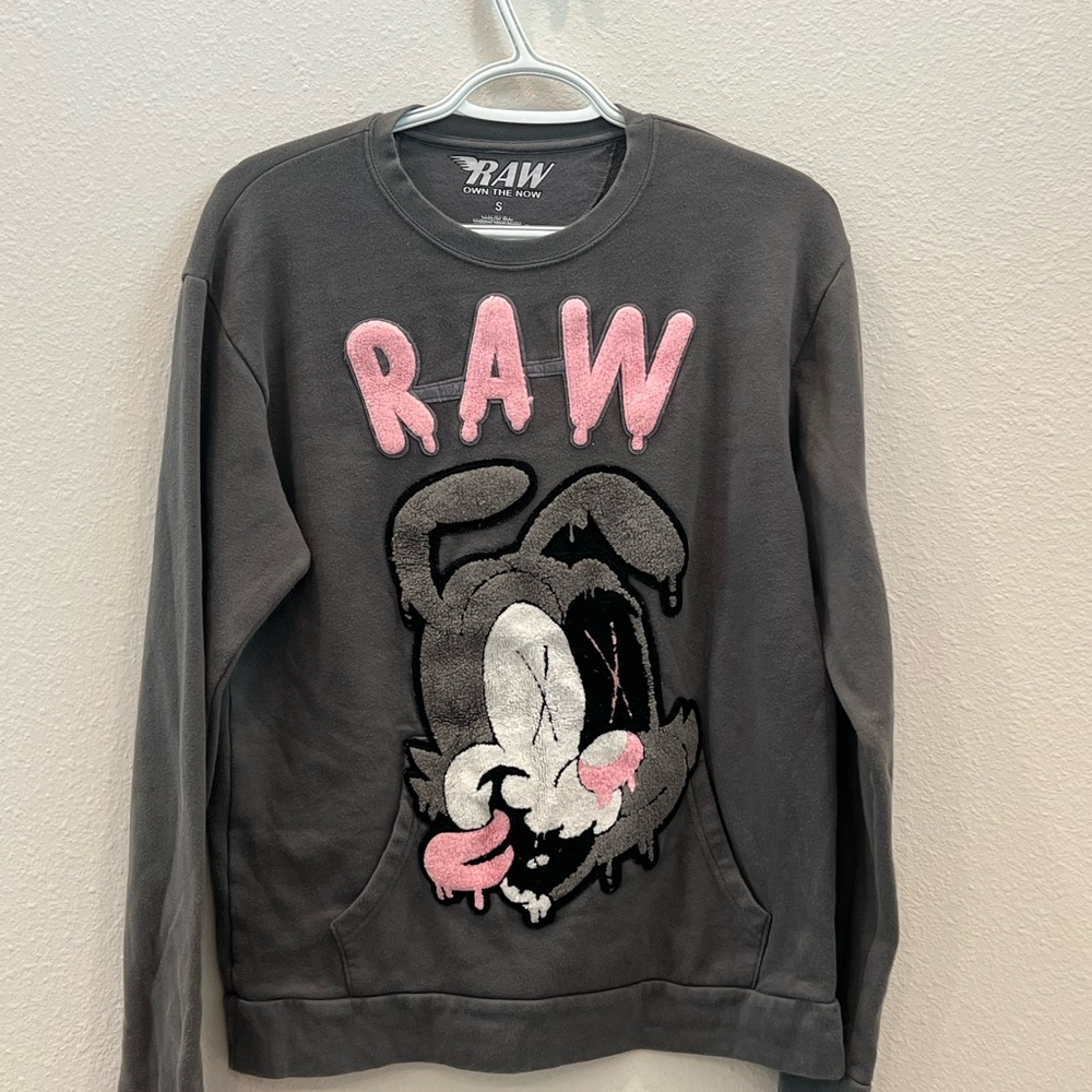 RAW Graphic Gray Sweatshirt Size Small